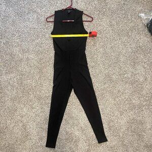 Black Forever21 Monochromatic Pinstripe Jumpsuit S